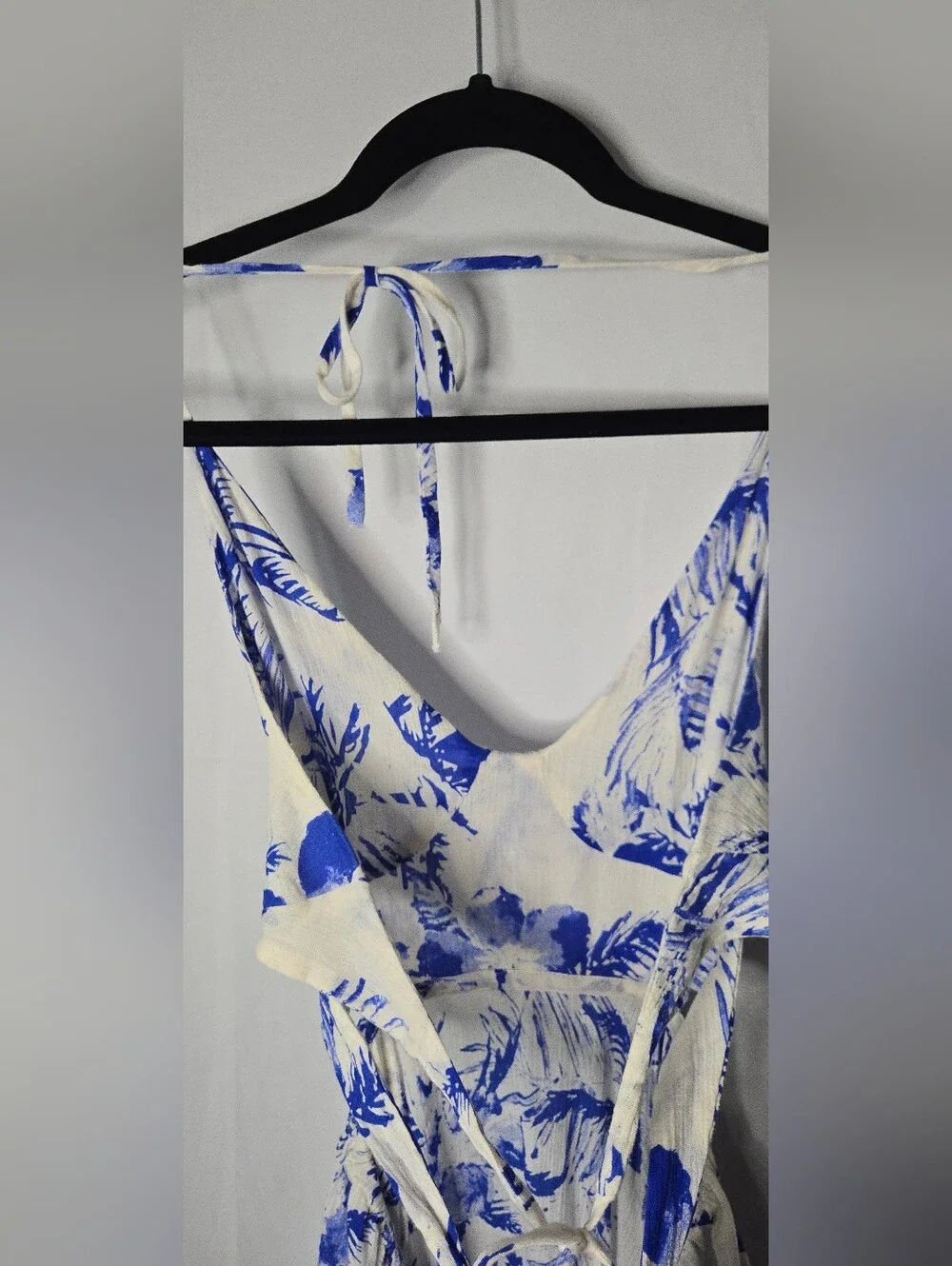 Free People Lille Printed Blue White Botanical Floral Halter Maxi Dress XS - Picture 7 of 11